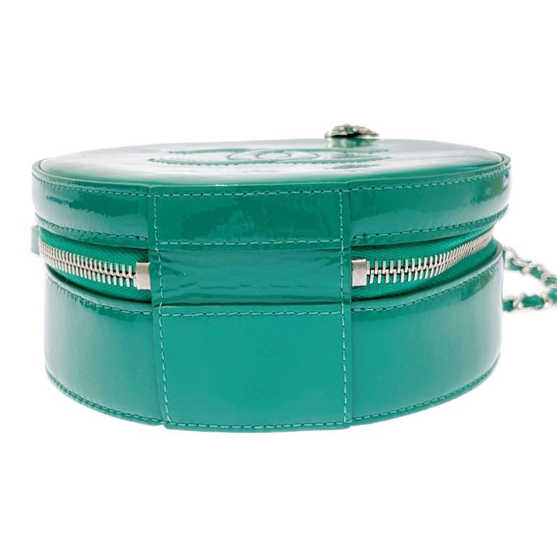 Chanel Patent Leather Round As Earth Chain Shoulder Bag Green — view 7