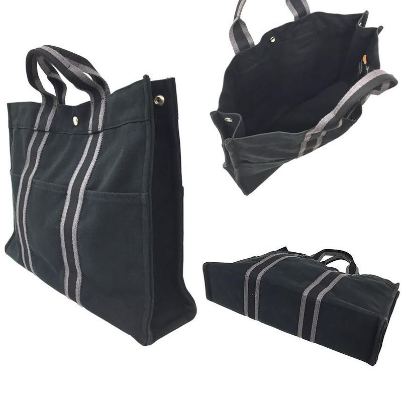 Hermes Fourre Tout MM Tote Bag Men Women Canvas Black — view 2