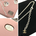 Chanel Plate Necklace Heart Rhinestone Pink Plastic Accessories — view 4