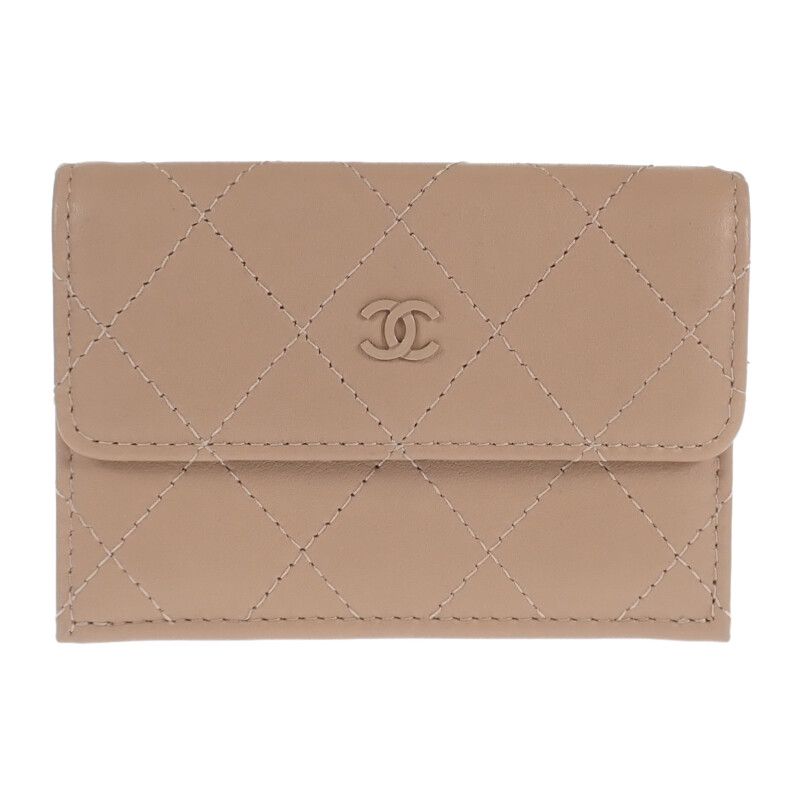 Chanel Small Flap Wallet Ap3882 nw781 Trifold Calf Beige — view 2