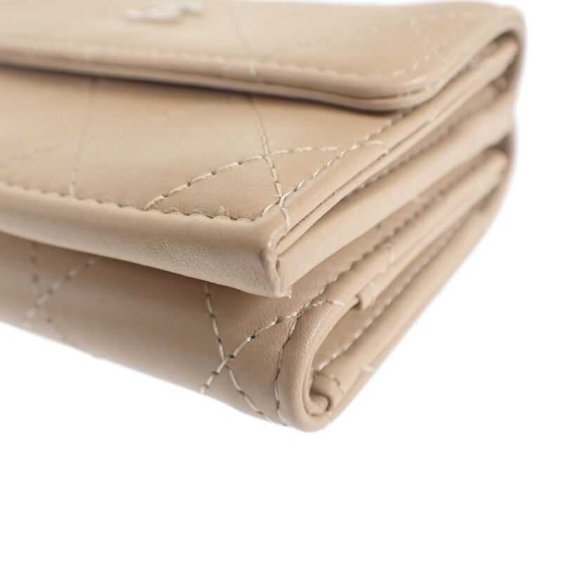 Chanel Small Flap Wallet Ap3882 nw781 Trifold Calf Beige — view 7