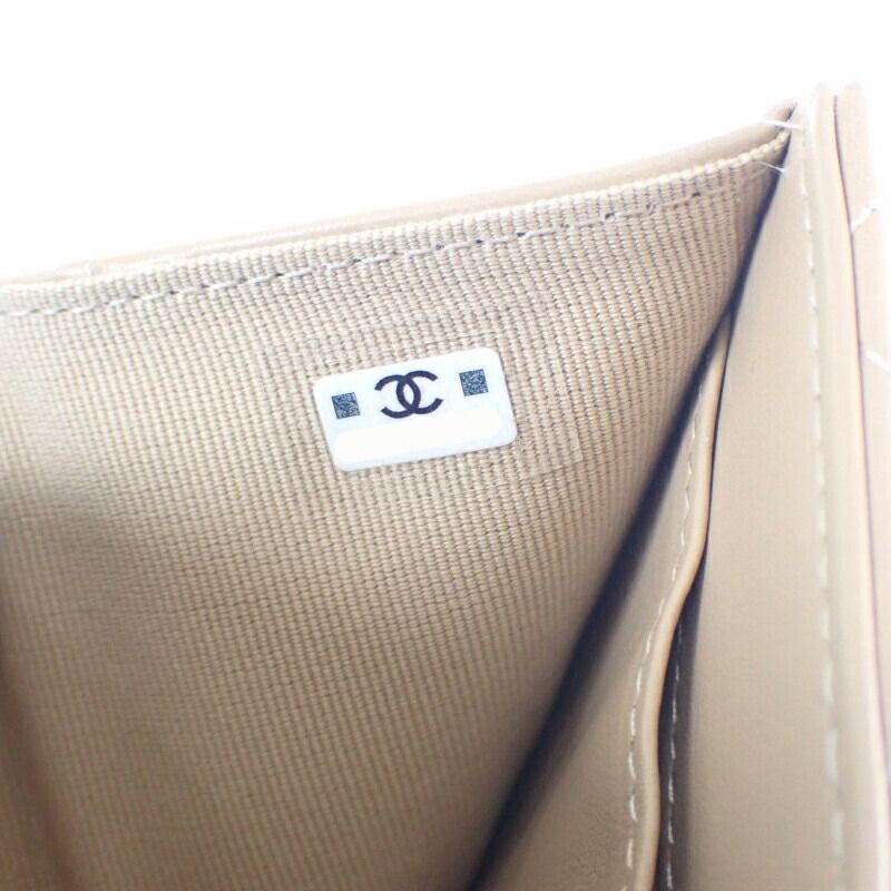 Chanel Small Flap Wallet Ap3882 nw781 Trifold Calf Beige — view 8