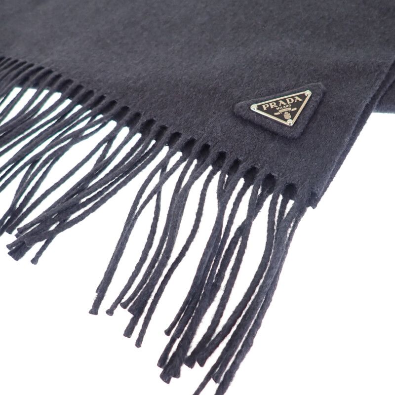 Prada Triangle Logo 2 Fs047 Cop f0008 Scarf Silk Cashmere Navy — view 3