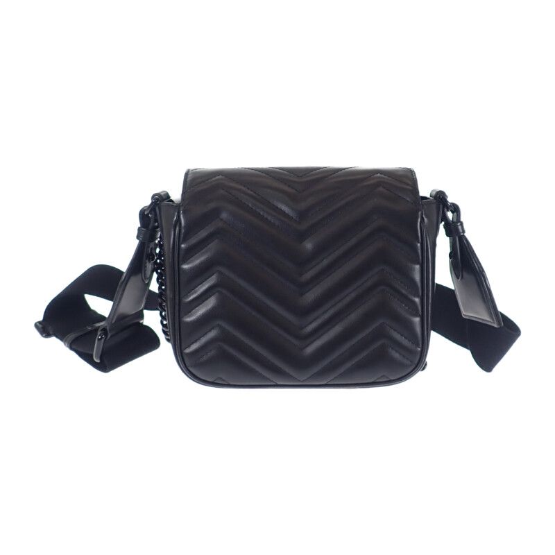Gucci GG Marmont Quilted Leather Chain Shoulder Bag Calf Black — view 3