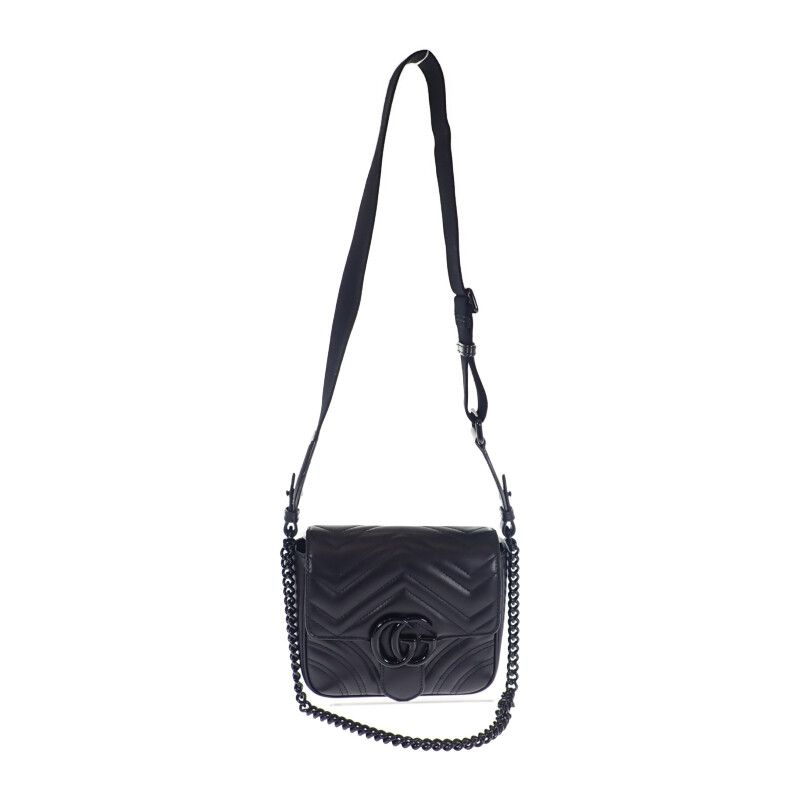 Gucci GG Marmont Quilted Leather Chain Shoulder Bag Calf Black — view 2