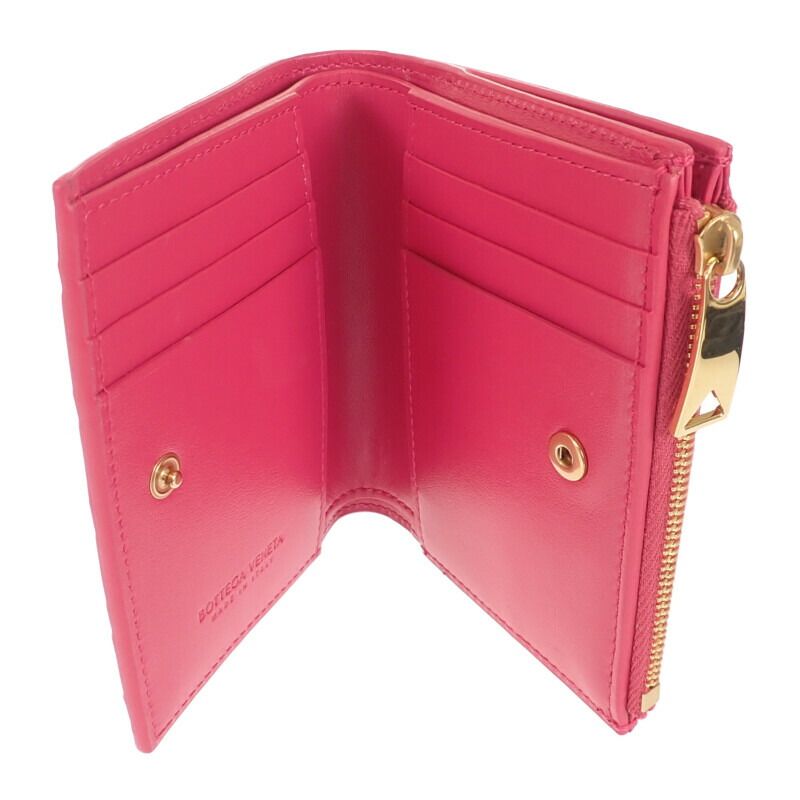 Bottega Veneta Small Wallet Bifold Intrecciato Pink — view 4