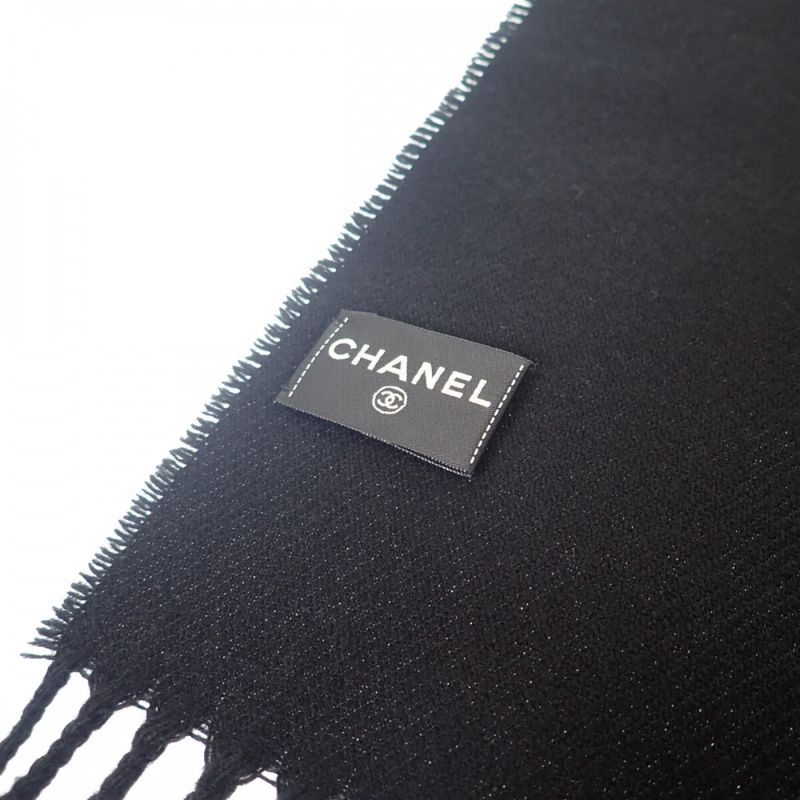 Chanel Coco Mark Scarf Wool Cashmere Black — view 4
