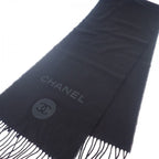 Chanel Coco Mark Scarf Wool Cashmere Black — view 3