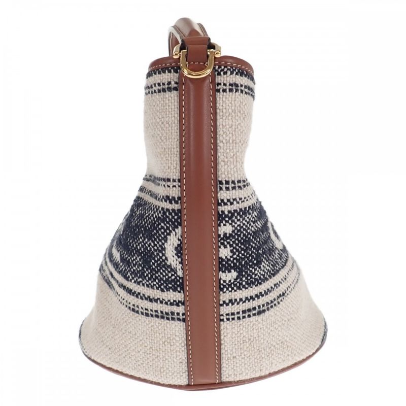 Celine Teen Bucket 16 erf.01 wb Shoulder Bag Canvas Leather White — view 3
