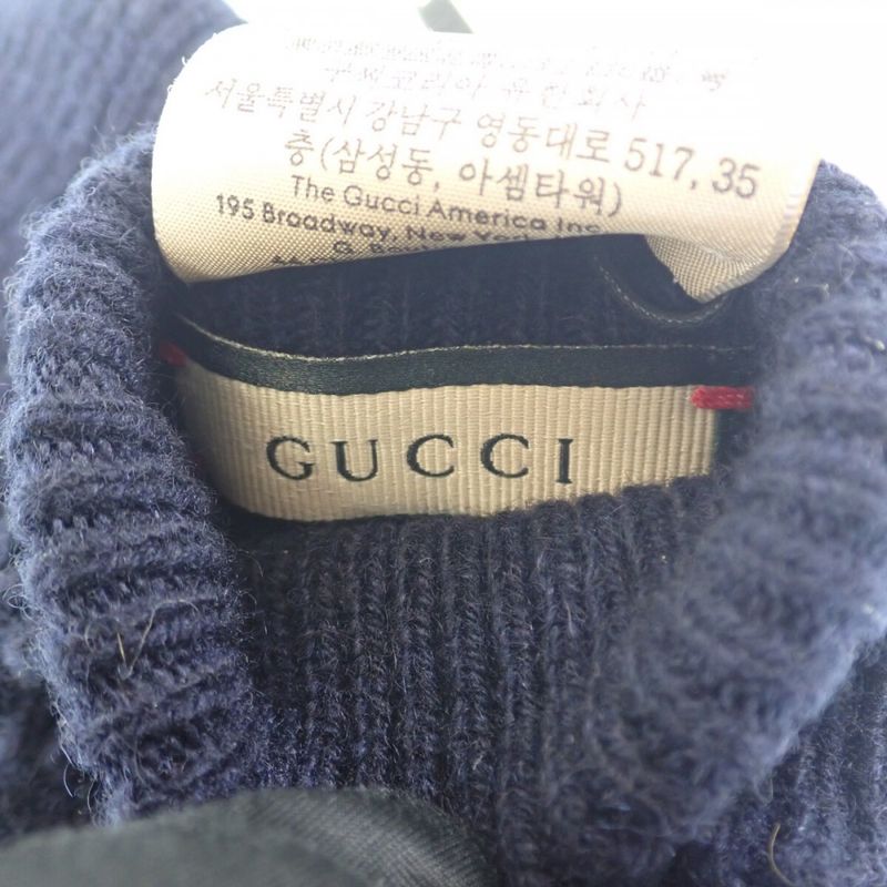 Gucci GG Logo Gloves S 4 Gacx 4179 Cashmere Wool Navy — view 3