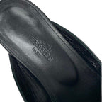 Hermes Oz Flat Shoes Leather Black Silver Kelly Hardware Mules — view 7