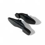 Hermes Oz Flat Shoes Leather Black Silver Kelly Hardware Mules — view 6