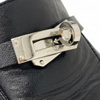 Hermes Oz Flat Shoes Leather Black Silver Kelly Hardware Mules — view 9