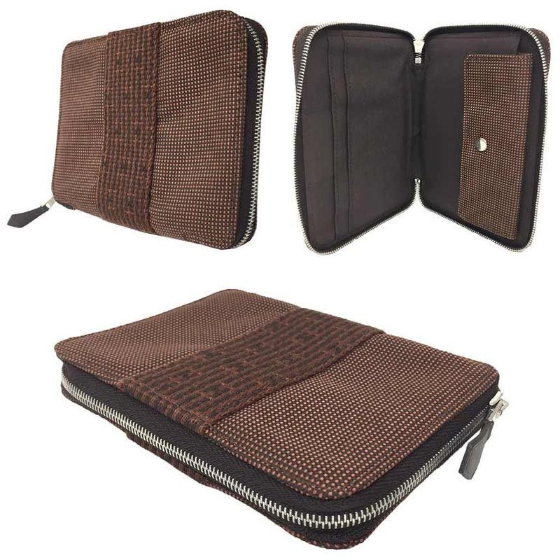 Hermes Her Line Purses PM Fold Wallet Nylon Canvas Brown — view 2