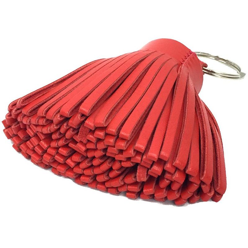 Hermes Carmen Key Holder Ring Fringe Charm Leather Red — view 2