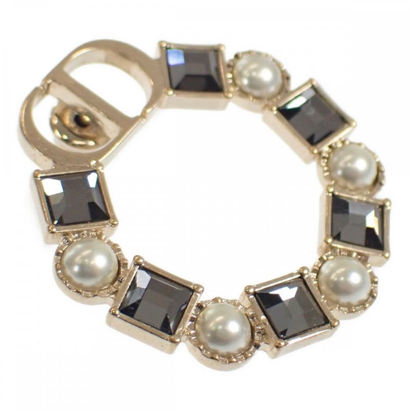 Christian Dior Petit CD E1858 Ptccy Earrings Metal Black Crystal Gold — view 3