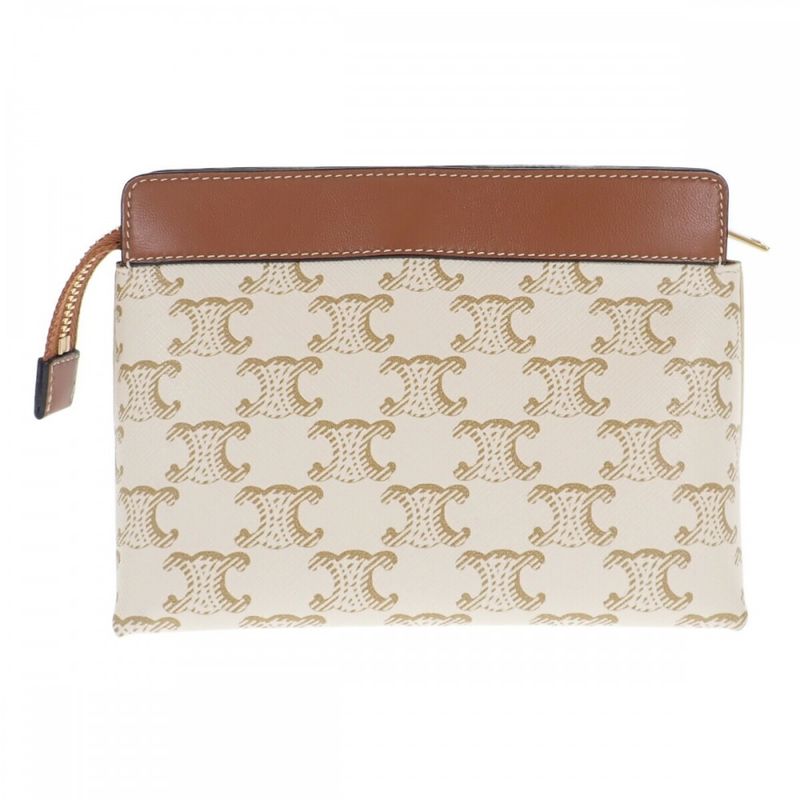 Celine Small Travel 10 C762 djp.01 ta Pouch Polyurethane Leather White — view 3