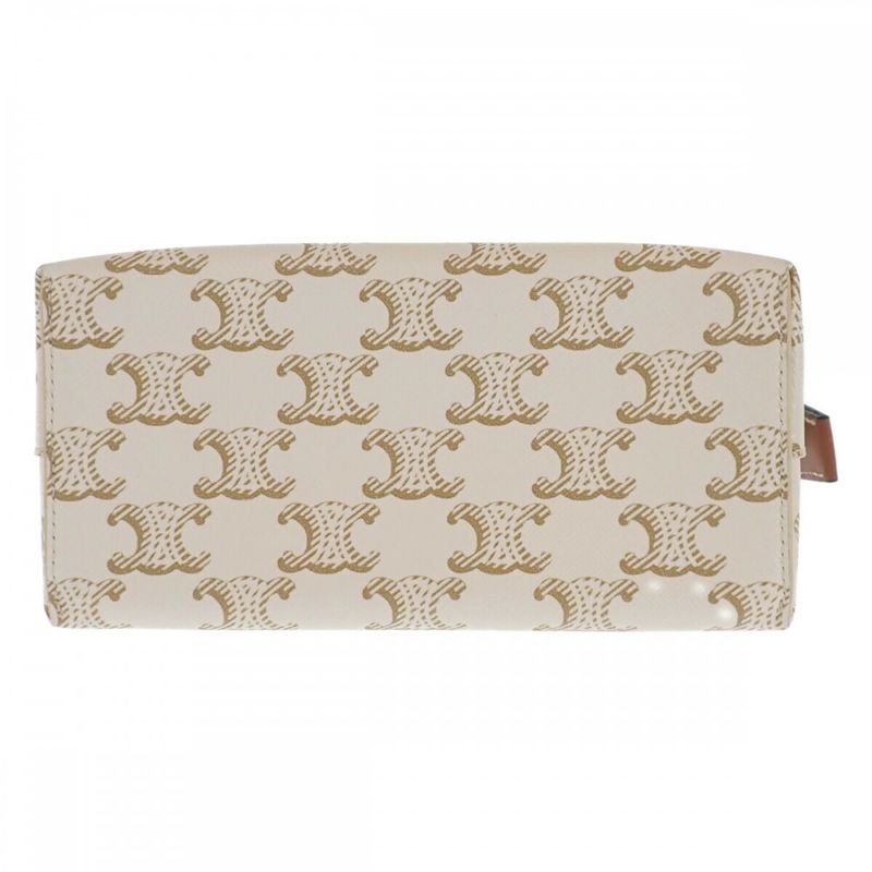 Celine Small Travel 10 C762 djp.01 ta Pouch Polyurethane Leather White — view 5