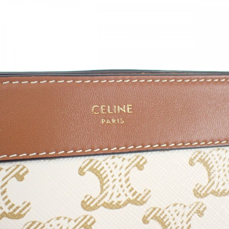 Celine Small Travel 10 C762 djp.01 ta Pouch Polyurethane Leather White — view 7
