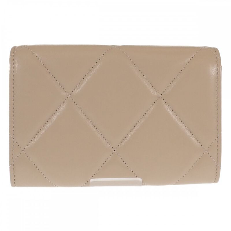 Chanel 19 Flap Wallet Ap2700 n5025 Bifold Lambskin Beige — view 3