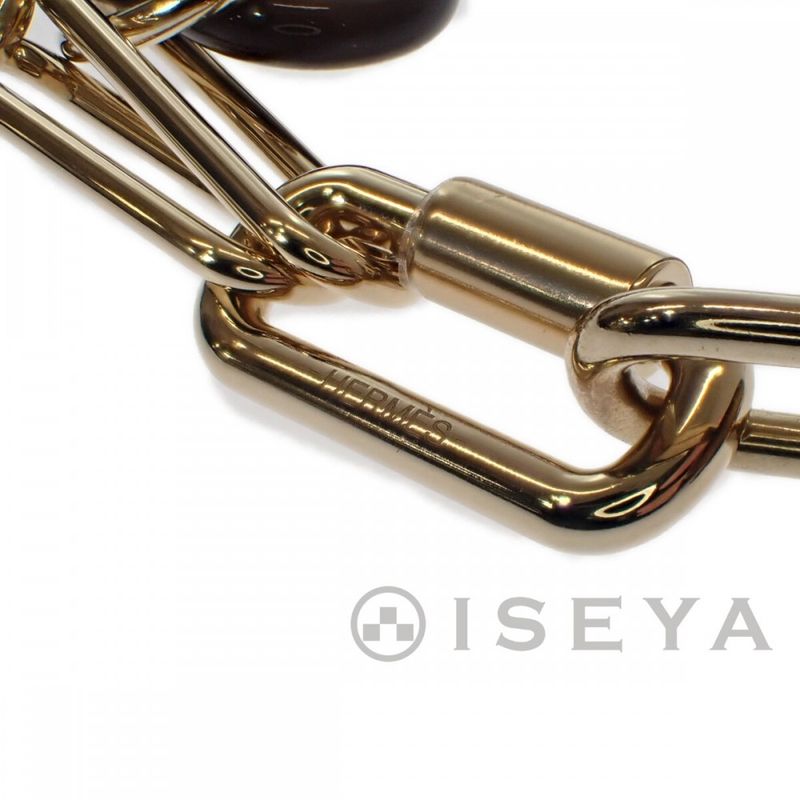 Hermes Amulet Padlock GM Necklace Buffalo Horn Brown Gold Iseya — view 7