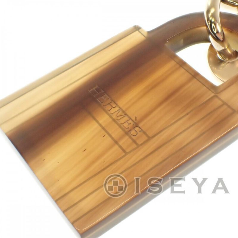Hermes Amulet Padlock GM Necklace Buffalo Horn Brown Gold Iseya — view 5