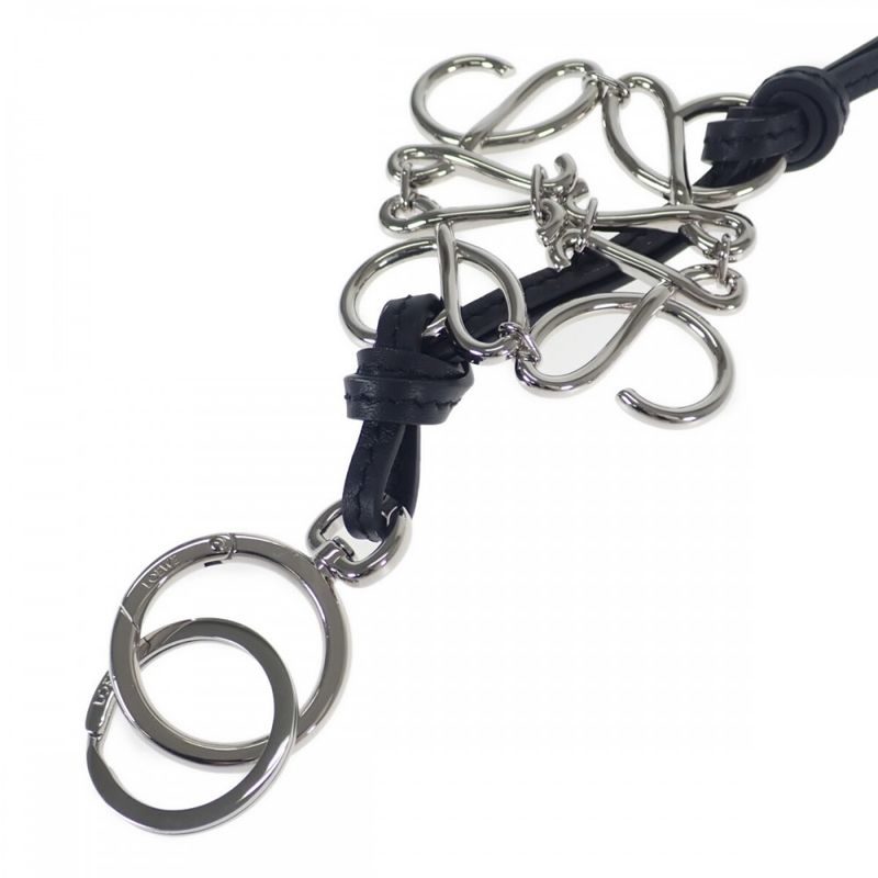 Loewe Anagram Charm Key Holder Calf Palladium Black — view 2