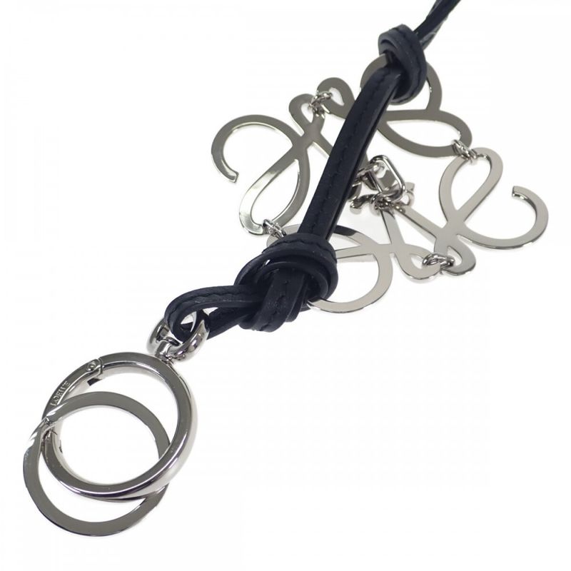 Loewe Anagram Charm Key Holder Calf Palladium Black — view 3