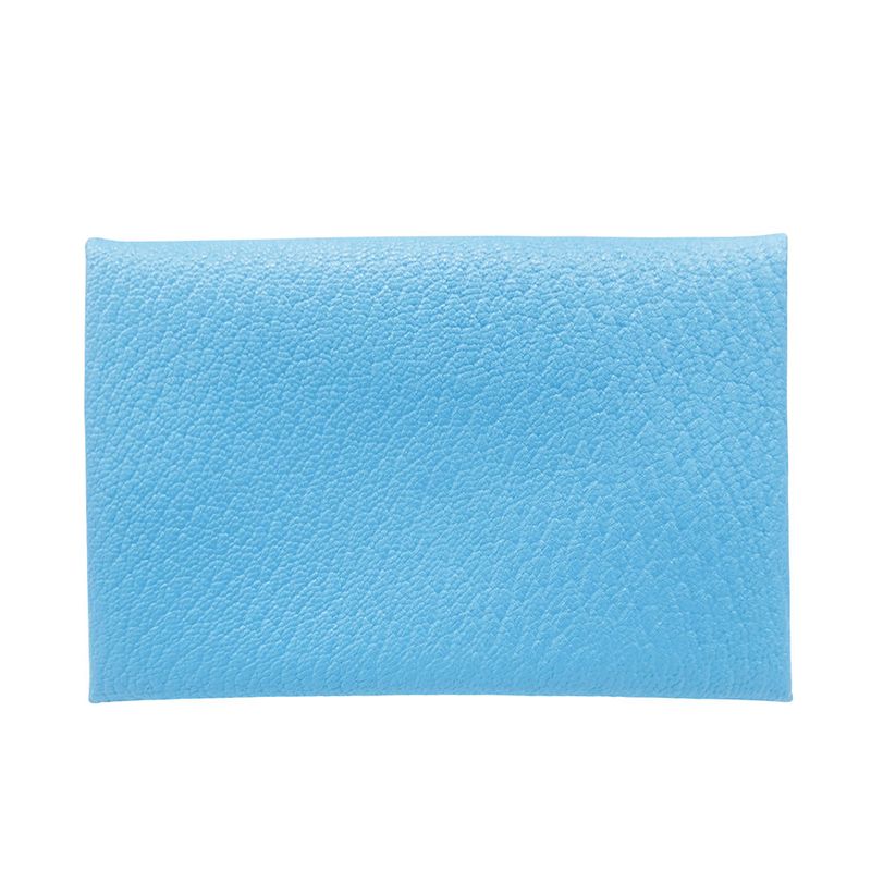 Hermes Card Case Men Brand Calvi Chevre Blue Aztec Business Holder — view 4