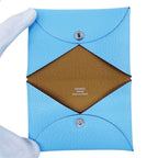 Hermes Card Case Men Brand Calvi Chevre Blue Aztec Business Holder — view 8