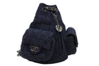 Chanel Tweed Backpack Mini Navy Silver — view 3