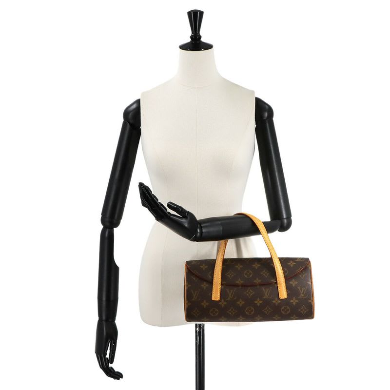 Louis Vuitton Monogram Sonatine Hand Bag Brown Gold Hardware — view 9