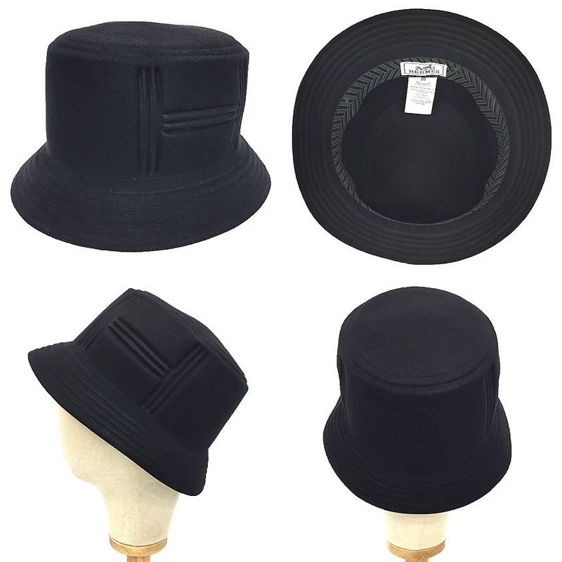 Hermes Hat Dalton H Baguette Size 58 Black — view 2