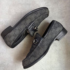 Gucci Horsebit Loafer GG Canvas Leather Black Silver Hardware 41 1 2 E — view 5