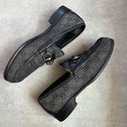 Gucci Horsebit Loafer GG Canvas Leather Black Silver Hardware 41 1 2 E — view 4
