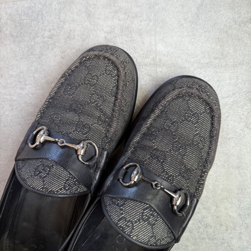 Gucci Horsebit Loafer GG Canvas Leather Black Silver Hardware 41 1 2 E — view 3