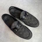Gucci Horsebit Loafer GG Canvas Leather Black Silver Hardware 41 1 2 E — view 2