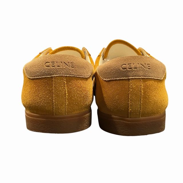 Celine Sneakers Lace-Up Suede Low Cut 40 Yellow Black Fa0230 aa — view 6