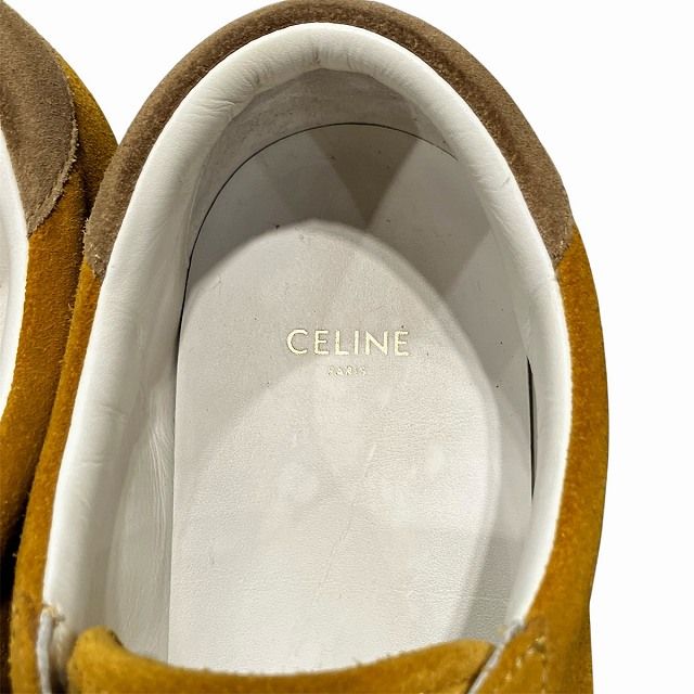 Celine Sneakers Lace-Up Suede Low Cut 40 Yellow Black Fa0230 aa — view 8