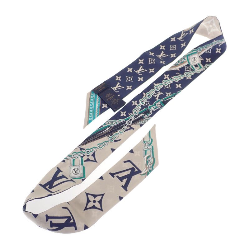 Louis Vuitton Bandeau BB Ultimate Scarf Silk Beige Blue Marlene — view 4