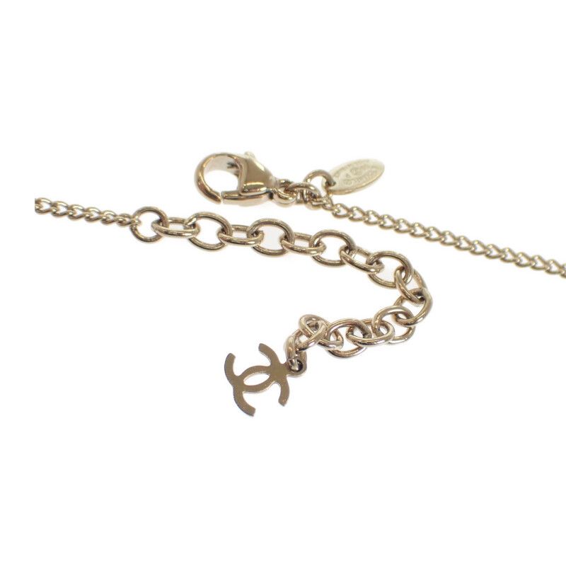 Chanel CC Coin Pendant Necklace Metal Gold Beige Circle Round Shape — view 6