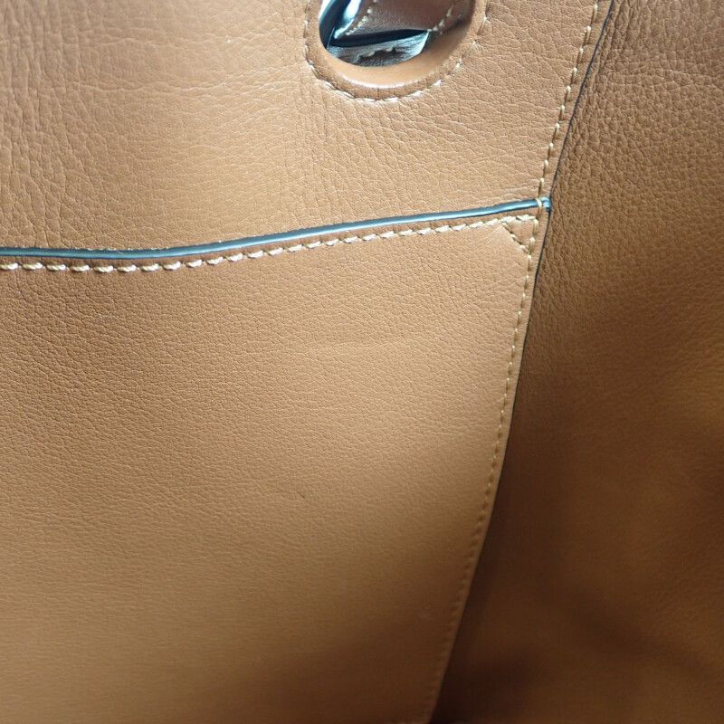 Loewe Logo Tote Small 2-Way Bag Wool Leather Navy Brown — view 9
