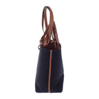 Loewe Logo Tote Small 2-Way Bag Wool Leather Navy Brown — view 3