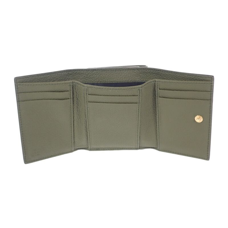 Gucci Logo Compact Wallet Mini E8 Ig3352 Trifold Calfskin Khaki — view 6