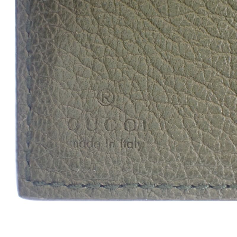 Gucci Logo Compact Wallet Mini E8 Ig3352 Trifold Calfskin Khaki — view 9