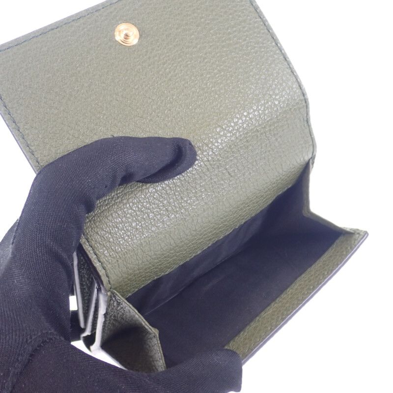 Gucci Logo Compact Wallet Mini E8 Ig3352 Trifold Calfskin Khaki — view 8