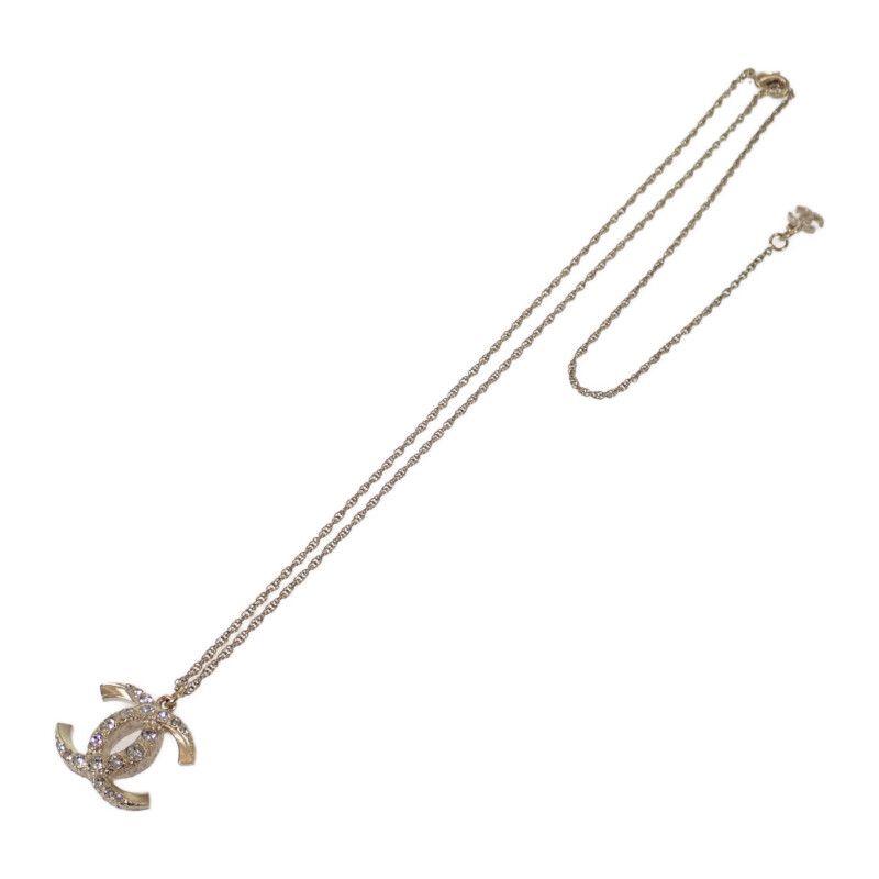 Chanel Coco Mark Necklace Metal Crystal Gold — view 6