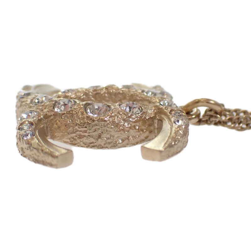 Chanel Coco Mark Necklace Metal Crystal Gold — view 5