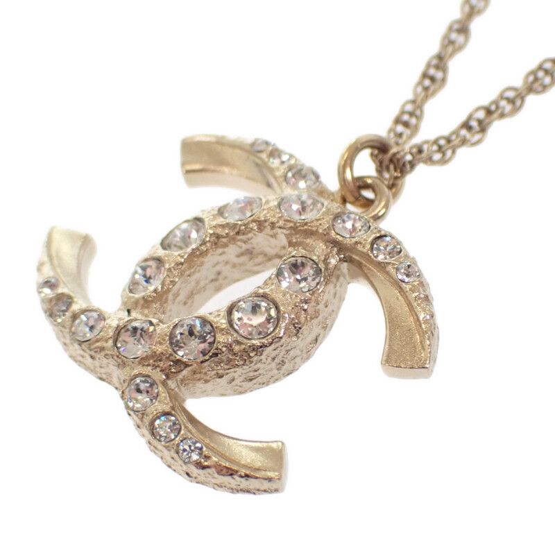 Chanel Coco Mark Necklace Metal Crystal Gold — view 3