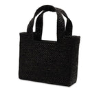Loewe Font Tote Mini Shoulder Bag 2-Way Black Raffia Leather — view 2